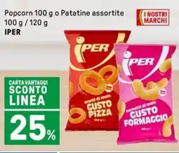 Iper La Grande Popcorn 100 g o Patatine IPER offerta