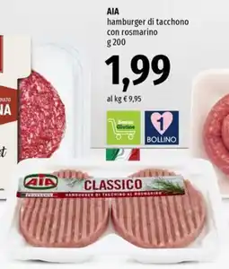Famila Superstore AIA hamburger di tacchono con rosmarino offerta