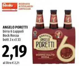 Famila Superstore ANGELO PORETTI birra 6 Luppoli Bock Rossa offerta