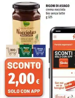 Famila Superstore RIGONI DI ASIAGO crema nocciola bio senza latte offerta