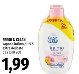 Famila Superstore FRESH & CLEAN sapone intimo pH 5.5 extra delicato offerta