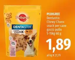 Famila Superstore PEDIGREE Dentastix Chewy Chunx snack per cane gusto pollo offerta