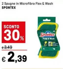 Iper La Grande 2 Spugne in Microfibra Flex & Wash SPONTEX offerta