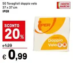 Iper La Grande 50 Tovaglioli doppio velo 37 x 37 cm IPER offerta