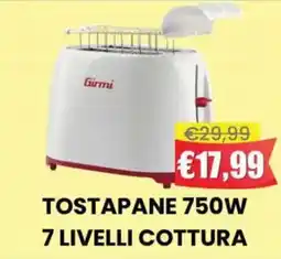 Pingo Market Girmi Tostapane 750W 7 livelli cottura offerta