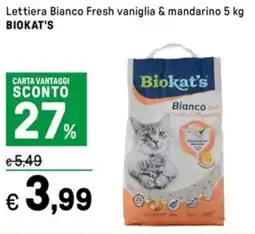 Iper La Grande Lettiera Bianco Fresh vaniglia & mandarino BIOKAT'S offerta