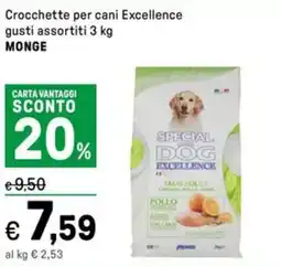 Iper La Grande Crocchette per cani Excellence MONGE offerta