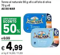 Iper La Grande Tonno al naturale o all'olio di oliva AS DO MAR offerta