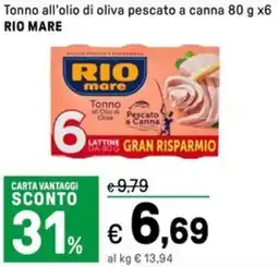 Iper La Grande Tonno all'olio di oliva pescato a canna RIO MARE offerta