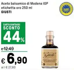 Iper La Grande Aceto balsamico di Modena IGP etichetta oro GIUSTI offerta