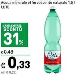 Iper La Grande Acqua minerale effervescente naturale LETE offerta