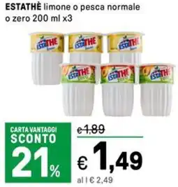 Iper La Grande ESTATHÈ limone o pesca normale o zero offerta