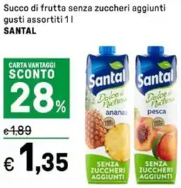 Iper La Grande Succo di frutta senza zuccheri aggiunti SANTAL offerta