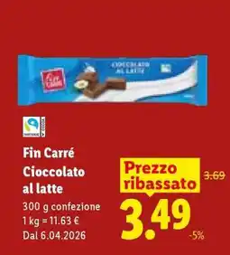 Lidl Fin Carré Cioccolato al latte offerta