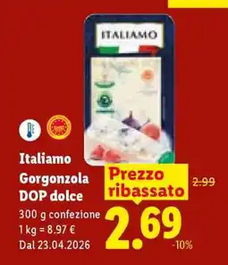 Lidl Italiamo Gorgonzola DOP Dolce offerta