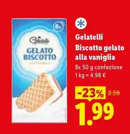 Lidl Gelatelli Biscotto gelato alla vaniglia offerta