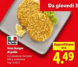 Lidl Gran burger di pollo offerta