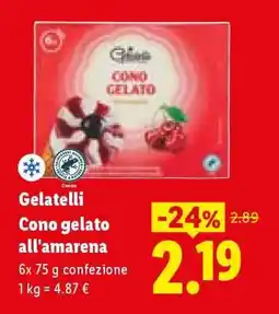Lidl Gelatelli Cono gelato all'amarena offerta