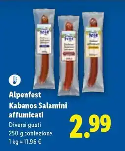 Lidl Alpenfest Kabanos salamìni affumicati offerta