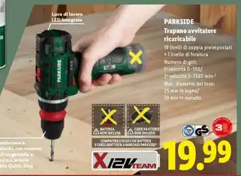 Lidl PARKSIDE Trapano avvitatore ricaricabile offerta