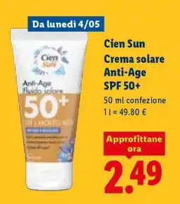 Lidl Cien Sun Crema solare Anti-Age SPF 50+ offerta