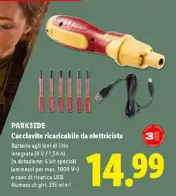 Lidl PARKSIDE Cacciavite ricaricabile da elettricista offerta