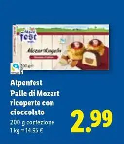 Lidl Alpenfest Palle di Mozart ricoperte con cioccolato offerta