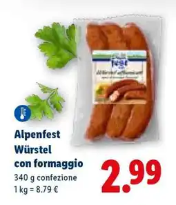 Lidl Alpenfest Würstel con formaggio offerta