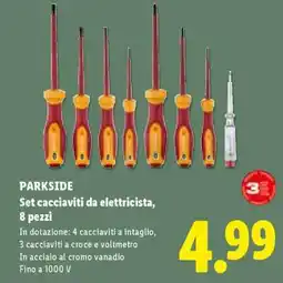 Lidl PARKSIDE Set cacciaviti da elettricista, 8 pezzi offerta