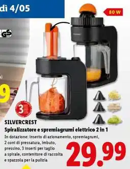 Lidl SILVERCREST Spiralizzatore e spremiagrumi elettrico 2 in 1 offerta