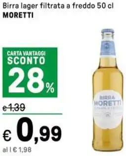 Iper La Grande Birra lager filtrata a freddo MORETTI offerta