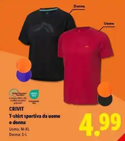Lidl CRIVIT T-shirt sportiva da uomo o donna offerta
