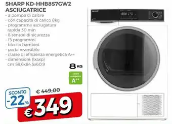 A&O Sharp KD-HHB8S7GW2 Asciugatrice offerta