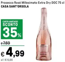 Iper La Grande Prosecco Rosé Millesimato Extra Dry DOC CASA SANT'ORSOLA offerta