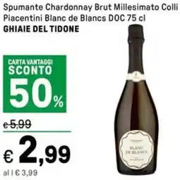 Iper La Grande Spumante Chardonnay Brut Millesimato Colli Piacentini Blanc de Blancs DOC GHIAIE DEL TIDONE offerta