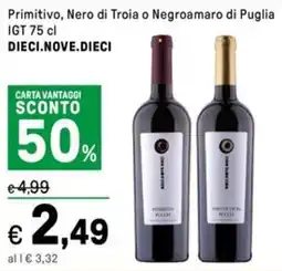 Iper La Grande Primitivo, Nero di Troia o Negroamaro di Puglia IGT DIECI.NOVE.DIECI offerta