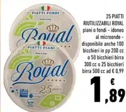 Conad 25 piatti riutilizzabili ROYAL offerta