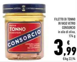 Conad Filetto di tonno in vaso vetro CONSORCIO offerta