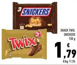 Conad Snack twix, snickers offerta