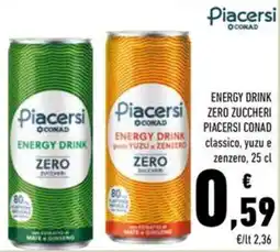 Conad Energy drink zero zuccheri PIACERSI CONAD offerta