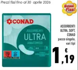 Conad Assorbenti ultra, soft, CONAD offerta