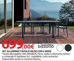 Kreo Brico e Casa Bizzotto set alluminio tavolo hilde con 6 sedie offerta