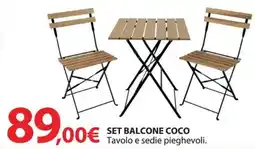Kreo Brico e Casa Set balcone coco tavolo e sedie pieghevoli. offerta