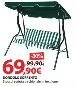 Kreo Brico e Casa Dondolo sorrento 3 posti, seduta e schienale in textilene offerta