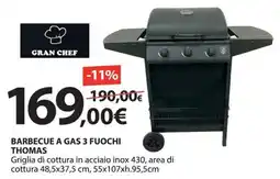 Kreo Brico e Casa Barbecue a gas 3 fuochi thomas offerta