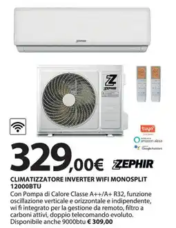 Kreo Brico e Casa ZEPHIR CLIMATIZZATORE INVERTER WIFI MONOSPLIT 12000BTU offerta