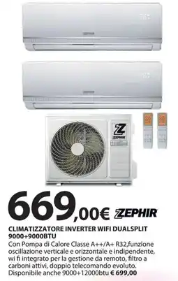 Kreo Brico e Casa ZEPHIR CLIMATIZZATORE INVERTER WIFI DUALSPLIT 9000+9000BTU offerta