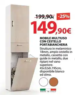 Kreo Brico e Casa Mobile multiuso con cestello portabiancheria offerta