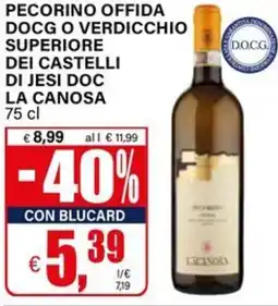 Il Gigante Pecorino offida docg o verdicchio superiore dei castelli di jesi doc LA CANOSA offerta