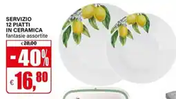 Il Gigante Servizio 12 piatti in ceramica offerta